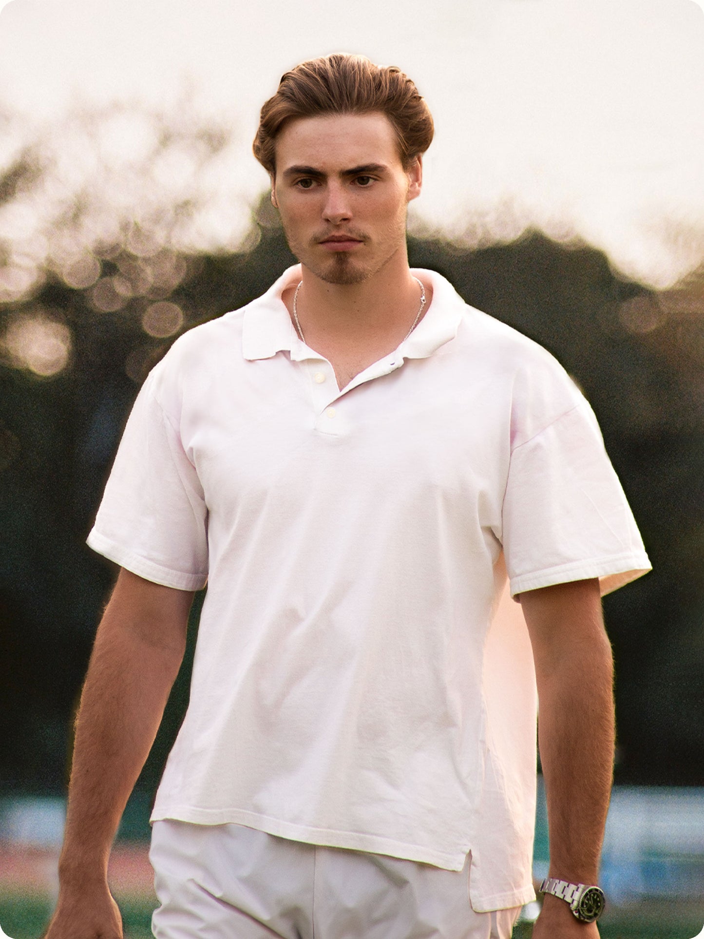 Cream White Clean Polo, a modern classic made from high-end cotton fabric tailored in Marrakesh