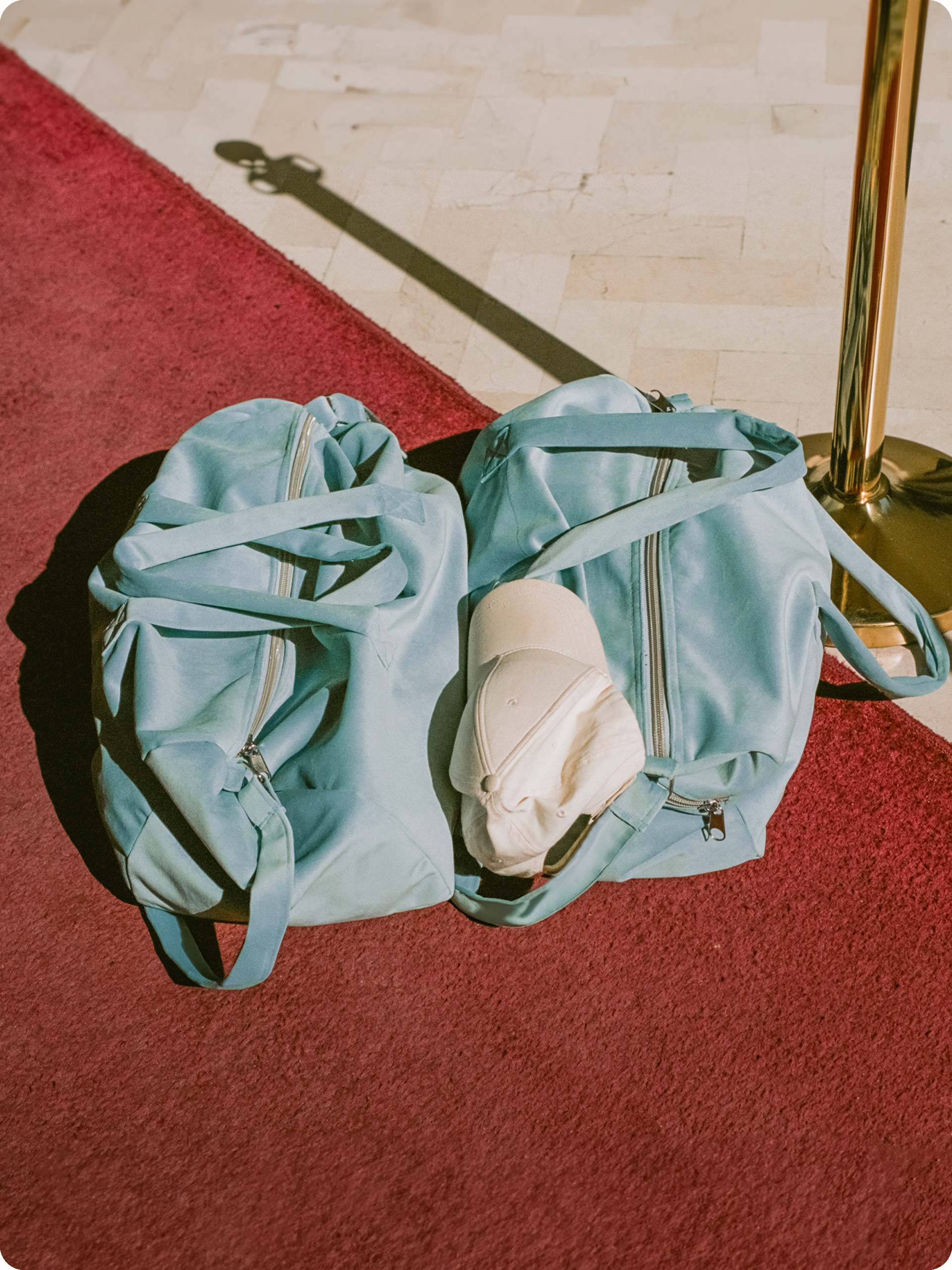 Sky Blue 'Away' Weekender Colorway made from cozy velvet